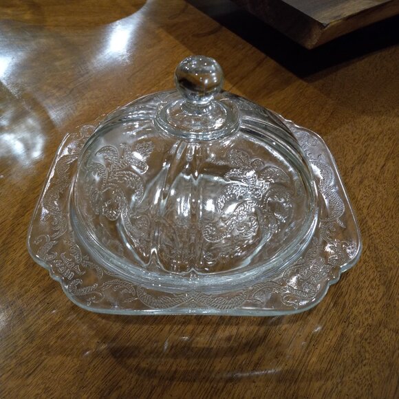 Vintage Federal Glass Indiana Glass Madrid Clear Domed Covered Butter Dish - Picture 2 of 13